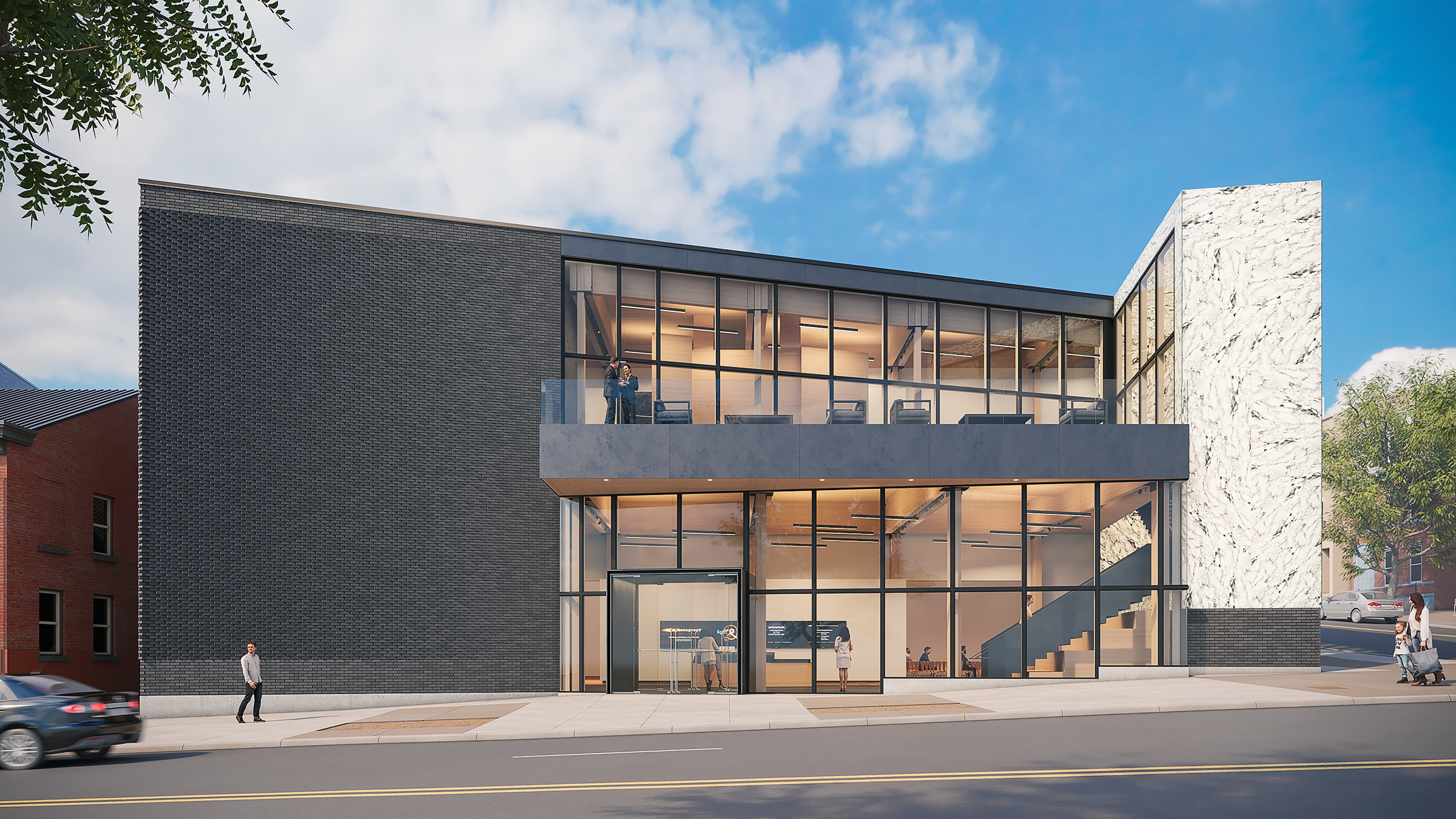 Building Rendering of straight-on view of the FotoFocus Center from across the street.
