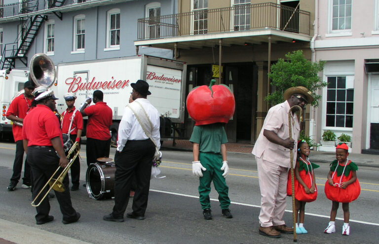 Brass Band and a Disgruntled Tomato, Preparing for Tomato Fest Second Line