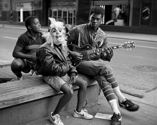 Eisele Waiting to Be Seen 2 Wilson Michael Guitar Player with Friends Race Street Cincinnati September 1985 Gelatin silver photograph
